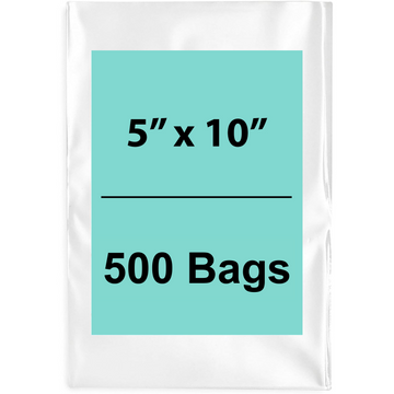 Clear Poly Bags 5"X10" 1.5 Mil 500 Bags